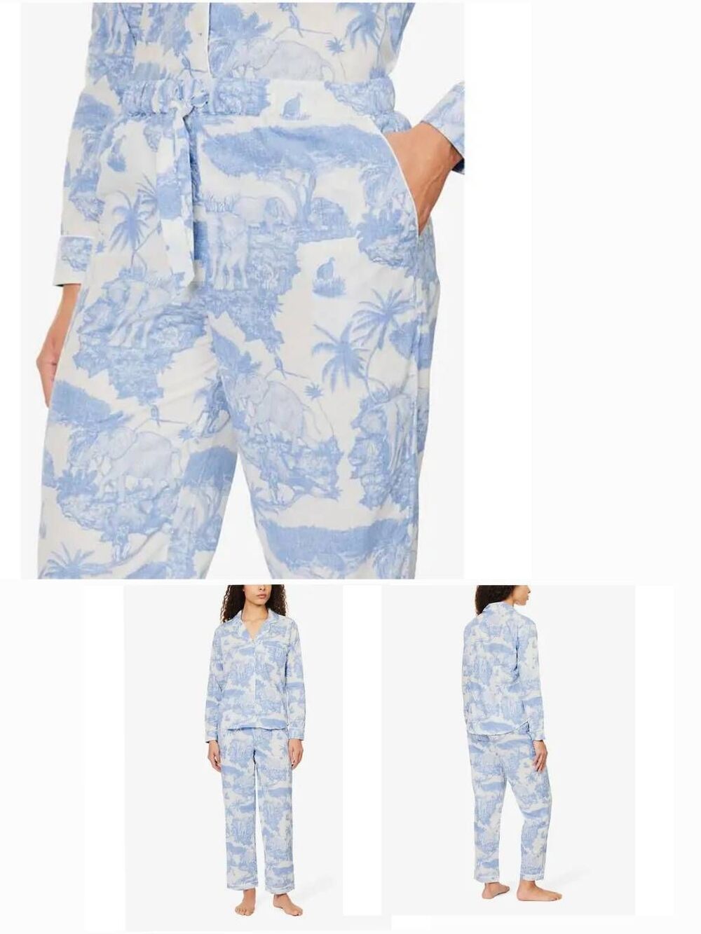 Desmond & Dempsey Cotton Loxodonta Elephant Print Pajama PANTS ONLY Sz. XS